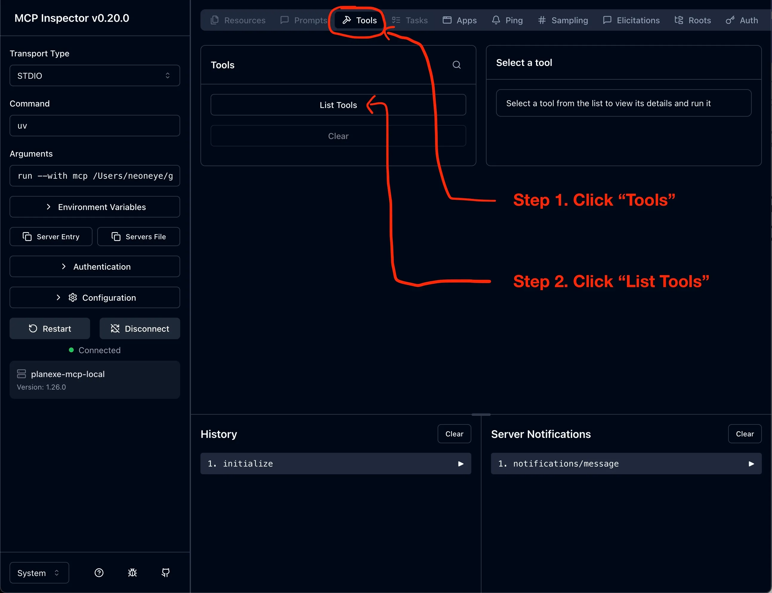 Screenshot example prompts
