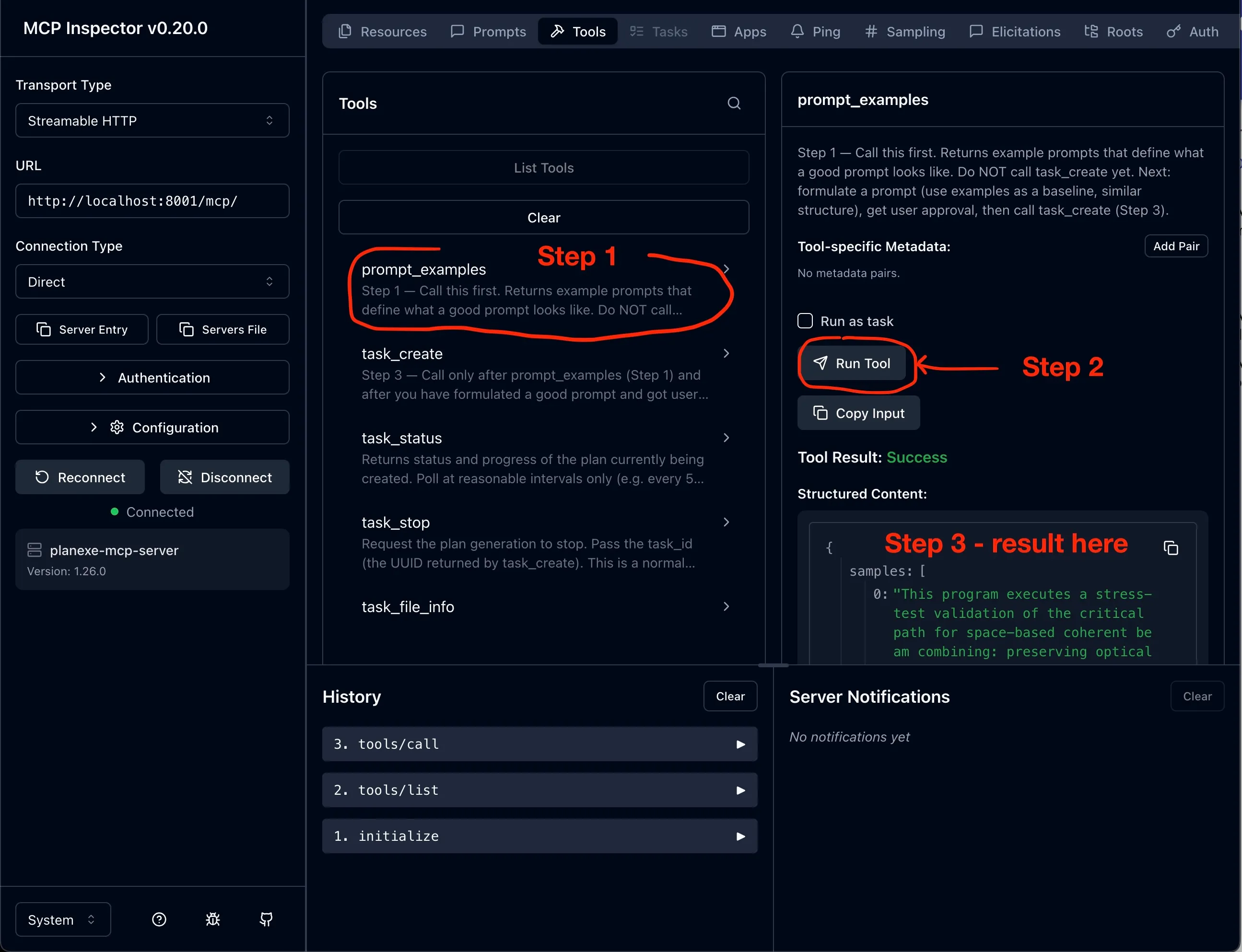 Screenshot example prompts