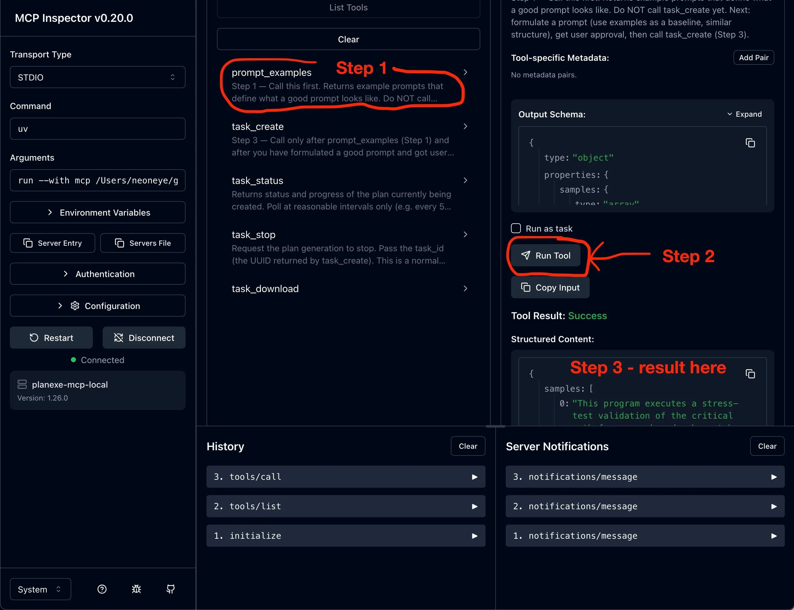 Screenshot example prompts